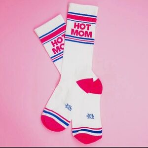 White and Pink 'Hot Mom' Socks